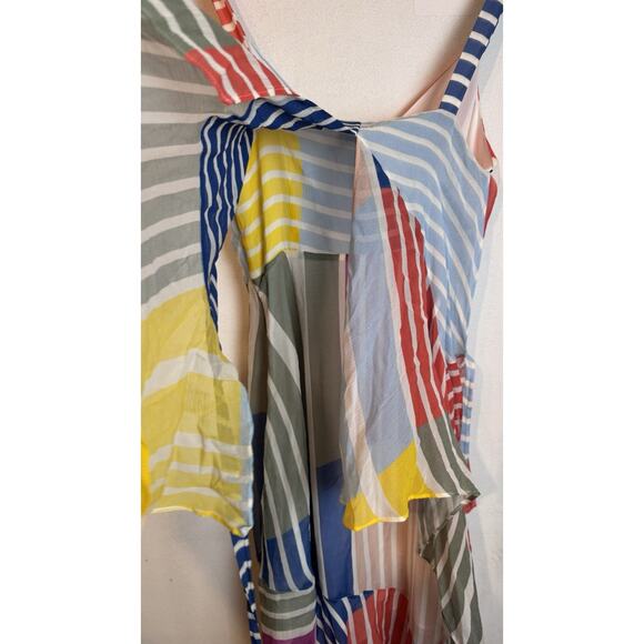 Tanya Taylor Goldie Stripe Maxi Dress Size 2 100% Silk Handkerchief Hem MSRP$575 - Picture 7 of 11